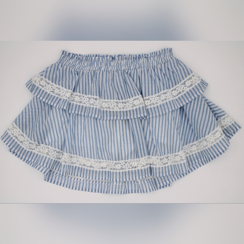 Wild Fable Tiered Lace-Trim Skort — Blue/White, XXS, NWT